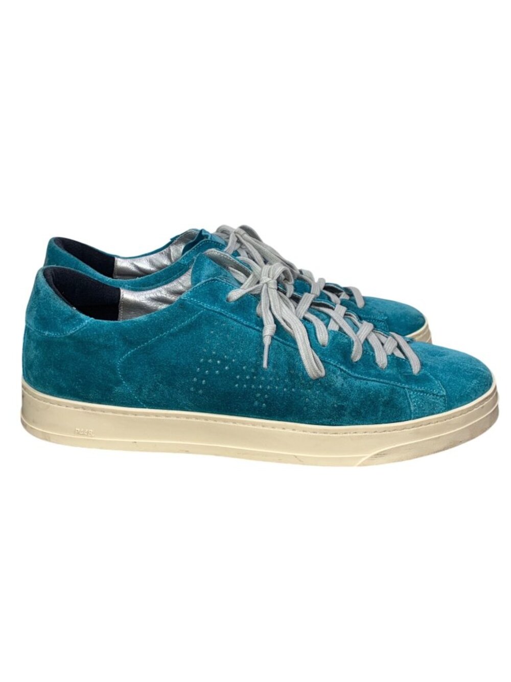 P448 Jack Caraibi Mens Low Top Suede Sneakers EU 48 US 14 Turquoise Blue - Picture 6 of 14